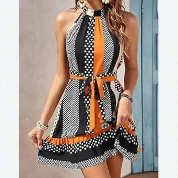 SHEIN “Frenchy” Ruffle Hem Halter Dress NWT - Picture 1 of 10